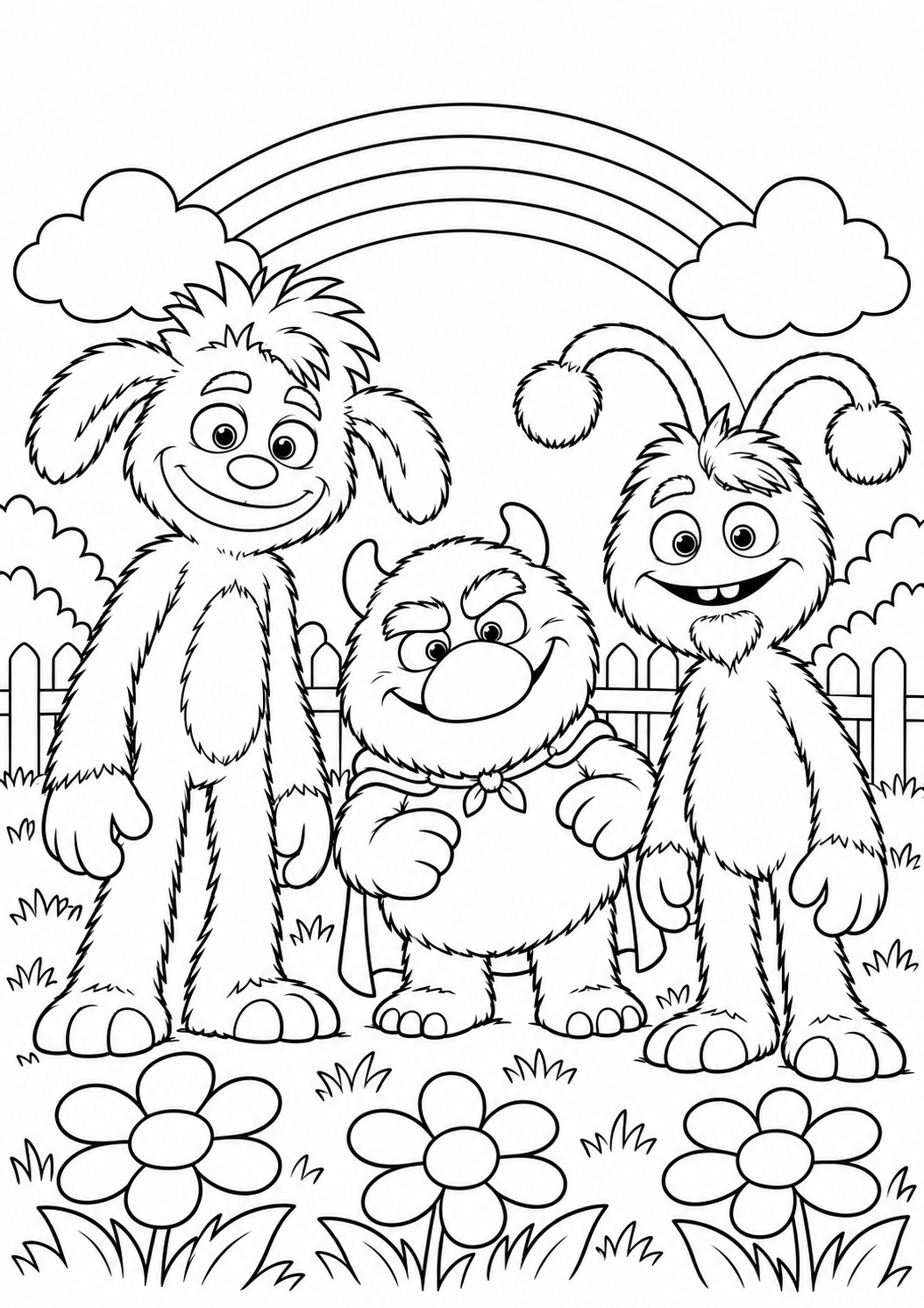 Gribou and friends colouring sheet